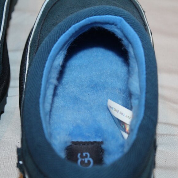 NIB UGG MEN\'S 7 WOMEN\'S 9 CALI WAVE‎ SUEDE SHEARLING LINED SLIPPERS BLUE main image 4